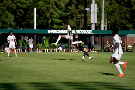 Innocent Ngabo jumps during an exhibition.