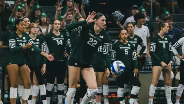 Carmen Waye serves against Miami 2026