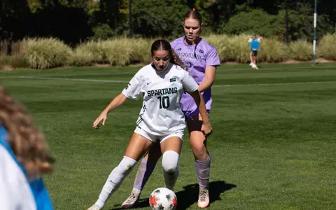 Lacey Kindel controls the ball in a win over Washington