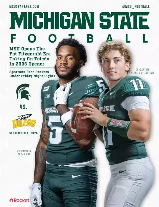 2026 Football Game Program vs Toledo cover image with photos of football players and Michigan State and Toledo logos.
