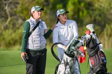 Leila Raines and Sarisa Pojanalai during the 2026 NCAA Championships.
