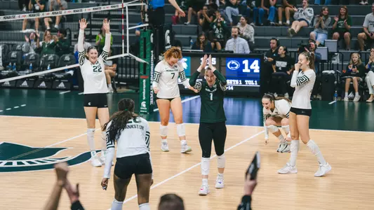 Volleyball celebration vs. Penn State