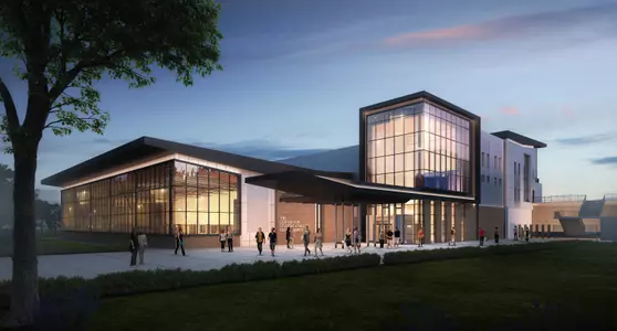 Night time view of the new SAPC