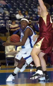 Sophomore Chrissy Givens drive...