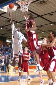 Senior Marcus Morrison goes up...