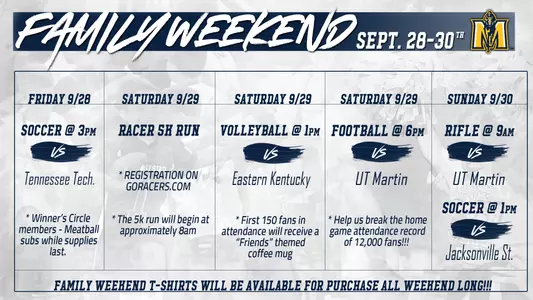 Family Weekend 2018 Schedule