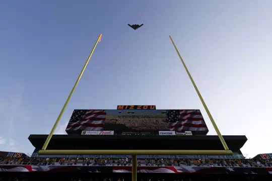 Flyover.
Mizzou Tigers vs. No. 2 Alabama Crimson Tide at Memorial Stadium in Columbia, Mo. on Saturday, Sept. 26, 2020.
Zach Bland/Mizzou Athletics