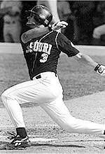 Mike Rallo belted a homer<br>and singled home the<br>game-winning run as<br>Missouri advanced at the<br>Big 12's.