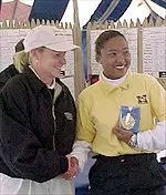 Amelia Moses (right) has now won or tied for a collegiate tournament title five times.