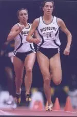 Seniors Sunny Gilbert (front) and Ashley Wysong compete at the Iowa State's Last Chance meet Friday. Both are members of the distance medley relay team that holds the nation's top time of 11:12.81.