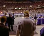 Junior All-American Scott Barker waits for his Championship Match against Jake Rosholt at Kemper Arena