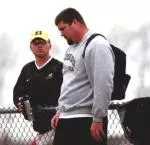 Senior Seven-Time All-American Christian Cantwell with assistant track and field coach Brett Halter