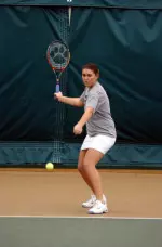 MU's Carolyn Kramer overcame a 4-2 third set defecit to win her match.