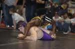 Raymond Jordan was one of three Missouri wrestlers to win by fall against West Virginia.
