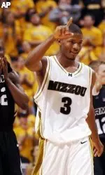 Missouri's Stefhon Hannah celebrates during the John Thompson Classic in Columbia, Mo. (AP Photo/L.G. Patterson)