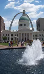 Kiener Plaza served as the backdrop for the Arch Rivalry kickoff rally on Thursday.