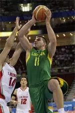 Kleiza grabbed 11 boards for Lithuania vs. Russia.