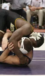 Missouri's Raymond Jordan pinned his Penn State opponent in the opening dual of the National Duals.