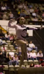 This was senior Adrianne Perry's first all-around title of the season.