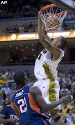 Laurence Bowers dunks in the second half.