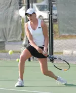 Jamie Mera earned one of MU's two singles victories, her ninth of the season.