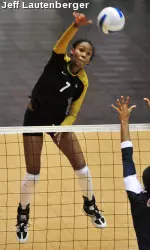 <i>Medrano led the Tigers with 19 kills and 14 digs while hitting .424, all career-bests.</i>