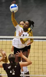 <i>Brittney Brimmage totaled eight kills while hitting .250 in the match.</i>