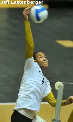 <i>Paola Ampudia was one of two Tigers to post a team season-high 19 kills on the night.</i>