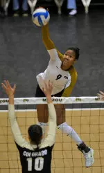 <i>Paola Ampudia leads all Big 12 hitters with 63 kills in her last three matches.</i>