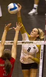<I>Lisa Henning posted a career-best 18 kills on a career-best .556 hitting to help the Tigers to the Sweet 16.</i>