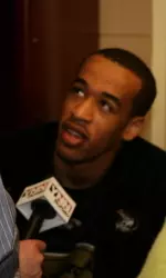 <i>Laurence Bowers is interviewed before the open practice.</i>