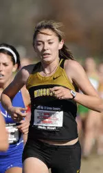 Bailey Belvis earned All-Big 12 honors after her 14th-place finish.