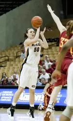 Christine Flores moved up to 5th on MU's All-Time blocks list.