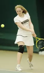 Marlen Hacke competes against Iowa