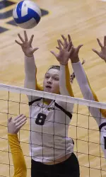 <i>Whitney Little reset her own single season blocks record on Friday.</i>