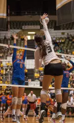 <i>Emily Wilson led Mizzou with 14 kills, including the match-clincher</i>