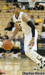 Jordan Clarkson handles the basketball.