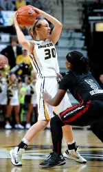 Morgan Eye now has 109 three-pointers this season, which sets the SEC single season record.