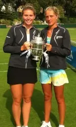 Alex Clark (left) helped the Buckinghamshire County Ladies doubles team claim the Aegon Summer County Cup.