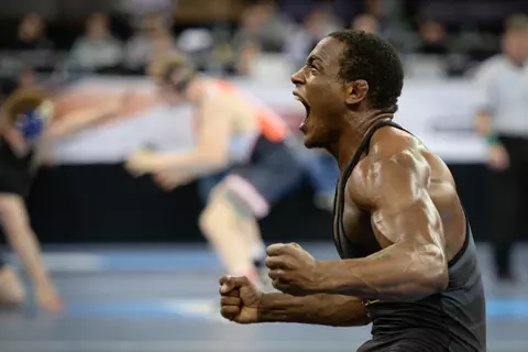 J'den Cox NCAA Championships pin reaction