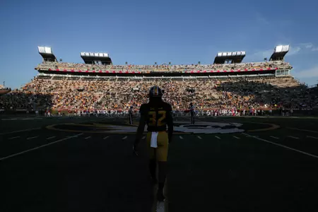 Mizzou linebacker Nick Bolton (32). Mizzou Tigers vs. No. 2 Alabama Crimson Tide at Memorial Stadium in Columbia, Mo. on Saturday, Sept. 26, 2020.Zach Bland/Mizzou Athletics