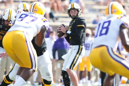 Mizzou quarterback Connor Bazelak (8)Mizzou Tigers vs. No. 17 LSU Tigers at Memorial Stadium in Columbia, Mo. on Saturday, Oct. 10, 2020.Zach Bland/Mizzou Athletics