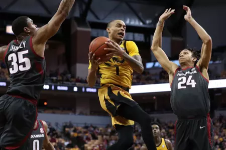 Mizzou guard Xavier Pinson (1), Mizzou Tigers vs. Arkansas Razorbacks at Mizzou Arena in Columbia, Mo. on Saturday, Feb. 8, 2020. Zach Bland/Mizzou Athletics