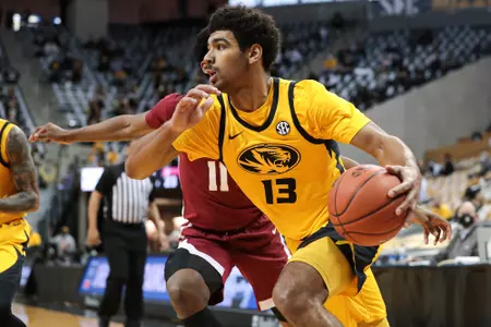 Mizzou guard Mark Smith (13)No. 18 Mizzou Tigers vs. No. 10 Alabama Crimson Tide at Mizzou Arena in Columbia, Mo. on Saturday, Feb. 6, 2021. Zach Bland/Mizzou Athletics