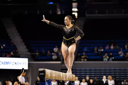 Mizzou Tigers in Day 2 of the NCAA Gymnastics Regional at Pauley Pavilion in Los Angeles, CA on Saturday, April 1, 2023.
Photo by: Jaydyn Isiminger