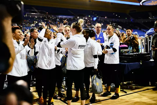 Mizzou Tigers in Day 1 of the NCAA Gymnastics Regional at Pauley Pavilion in Los Angeles, CA on Thursday, March 30, 2023.
Photo by: Jaydyn Isiminger