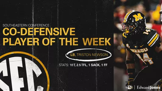 Triston Newson was named the SEC co-defensive player of the week