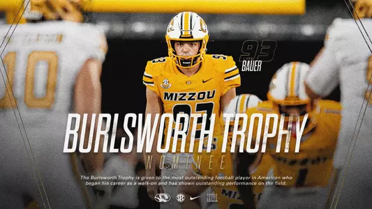 University of Missouri punter Luke Bauer has been named a nominee for the 2024 Burlsworth Trophy, the organization announced.