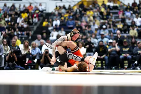 Mizzou Wrestling faces off against Oklahoma State University at the Hearnes Center on Sunday, February 4, 2024 in Columbia, Missouri.