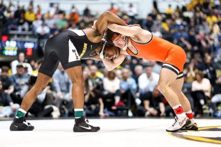 Mizzou Wrestling faces off against Oklahoma State University at the Hearnes Center on Sunday, February 4, 2024 in Columbia, Missouri.